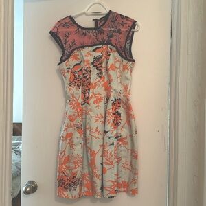 Nanette Lepore structured size 6 coral and blue dress